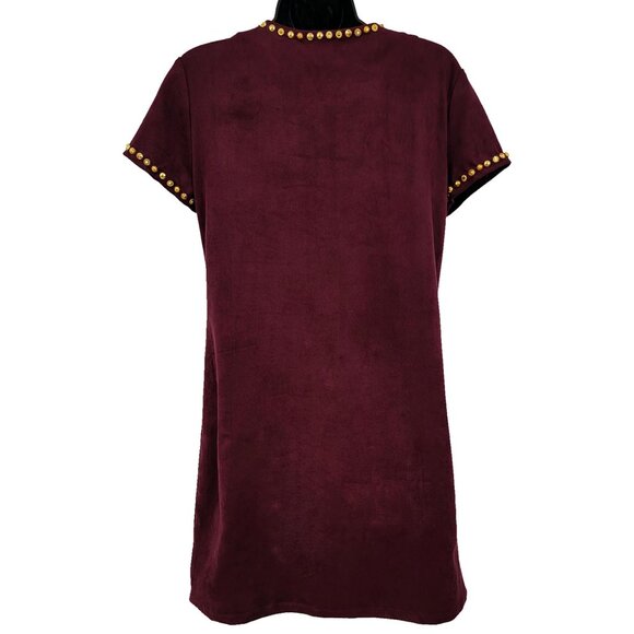 Velvety Wine Embellished Women's Deep-garnet Dress - Picture 7 of 7
